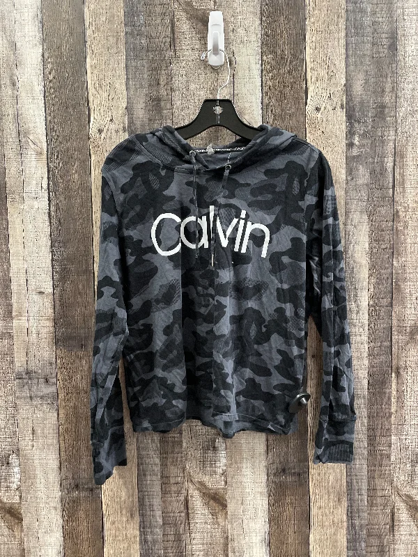 Don't Wait Athletic Sweatshirt Hoodie By Calvin Klein In Camouflage Print, Size: M