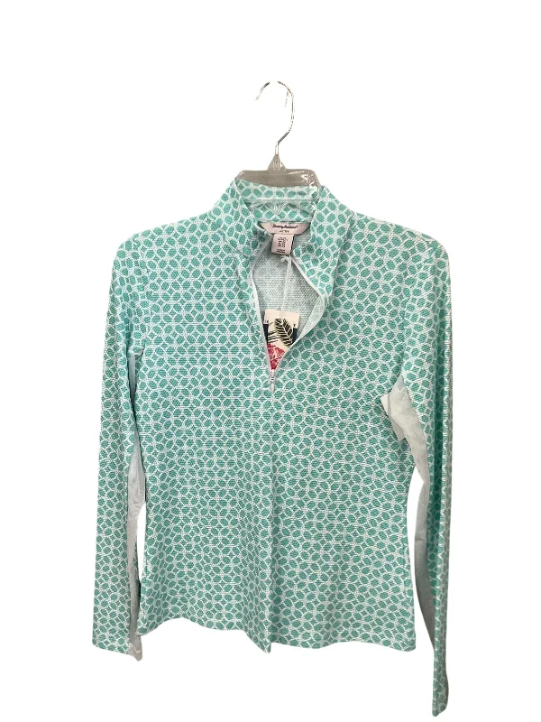 Midnight Madness Athletic Top Long Sleeve Collar By Tommy Bahama In Aqua, Size: Xs