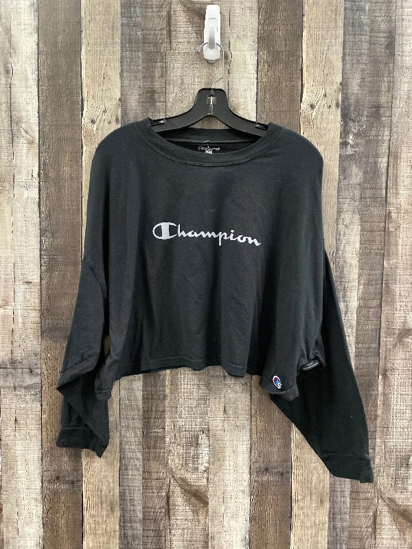 Price Fest Athletic Top Long Sleeve Crewneck By Champion In Black, Size: M
