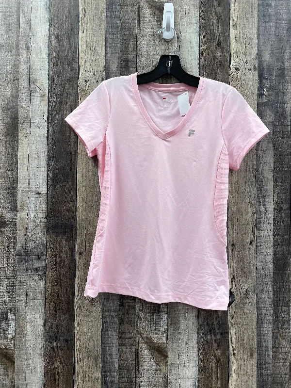 New Arrival Athletic Top Short Sleeve By Fila In Pink, Size: S