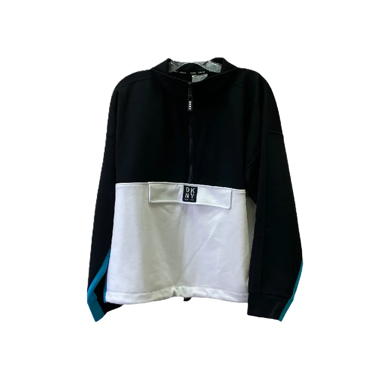 Exclusive Access Black Athletic Top Long Sleeve Collar By Dkny, Size: Xxl