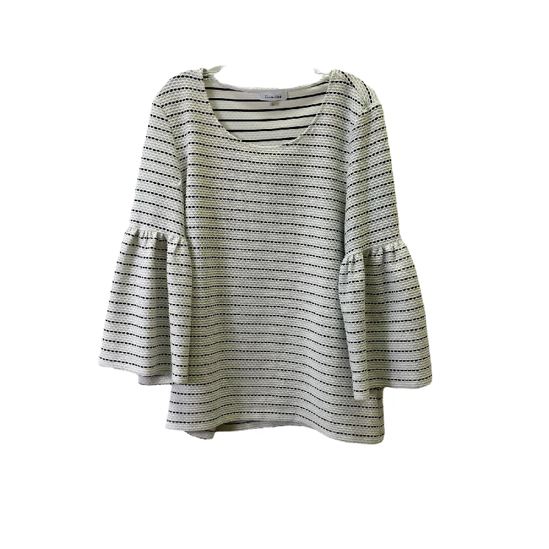 Special Offer Black & Cream Top Long Sleeve By Calvin Klein, Size: Large