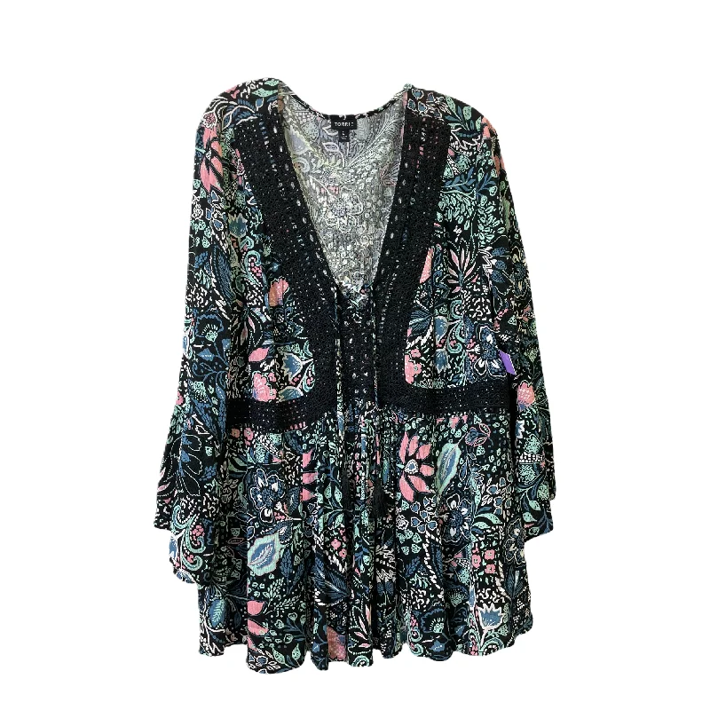 Act Now Black & Green Top Long Sleeve By Torrid, Size: 2x