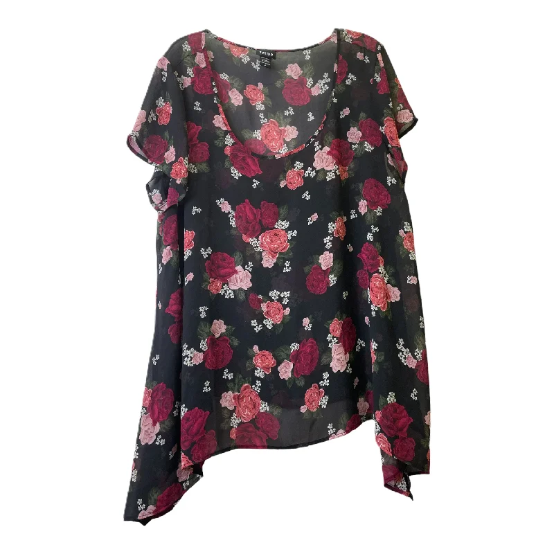 Time-Limited Offer Black & Red Top Short Sleeve By Torrid, Size: 2x