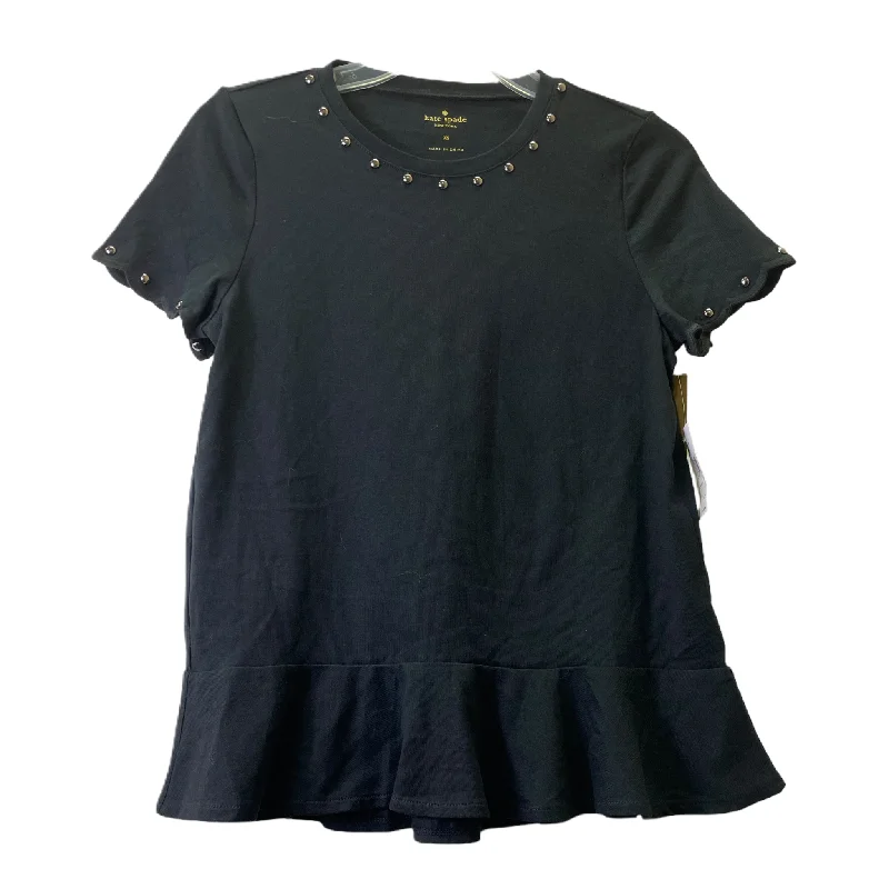 Season Finale Sale Black Top Short Sleeve Designer By Kate Spade, Size: Xs