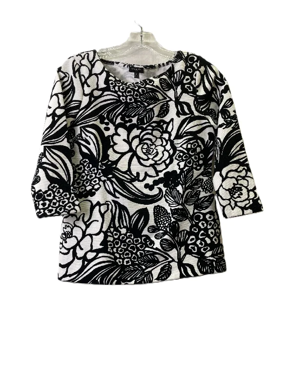 Limited Stock Black & White Top 3/4 Sleeve By Talbots, Size: Petite