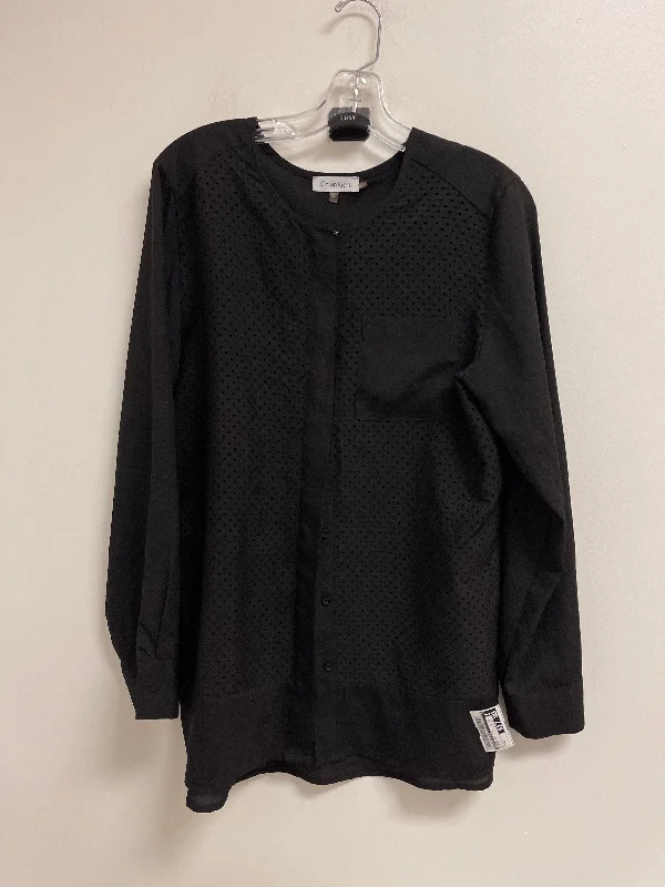Amazing Deals Blouse Long Sleeve By Calvin Klein In Black, Size: M