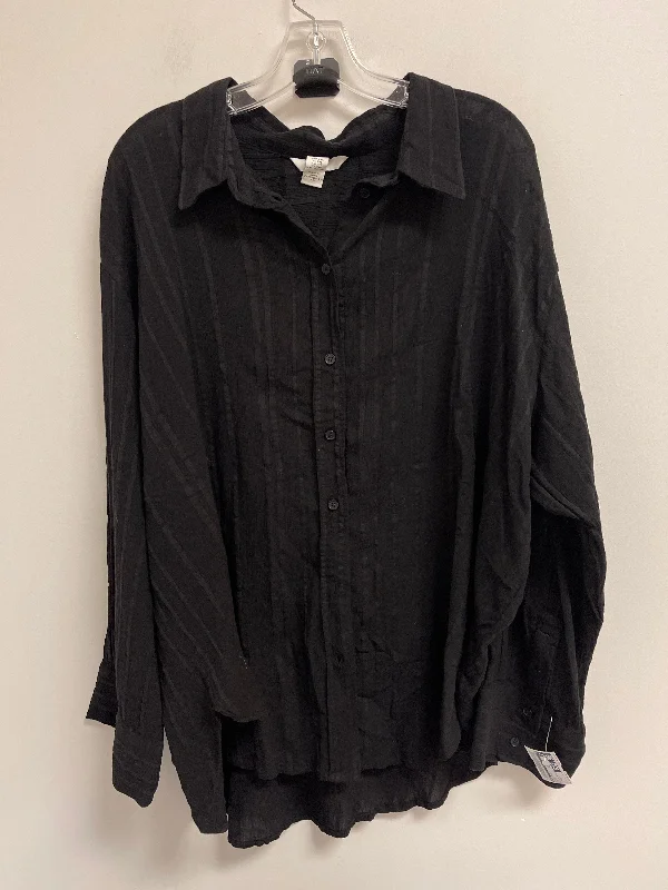 Savings Bonanza Blouse Long Sleeve By H&m In Black, Size: 2x