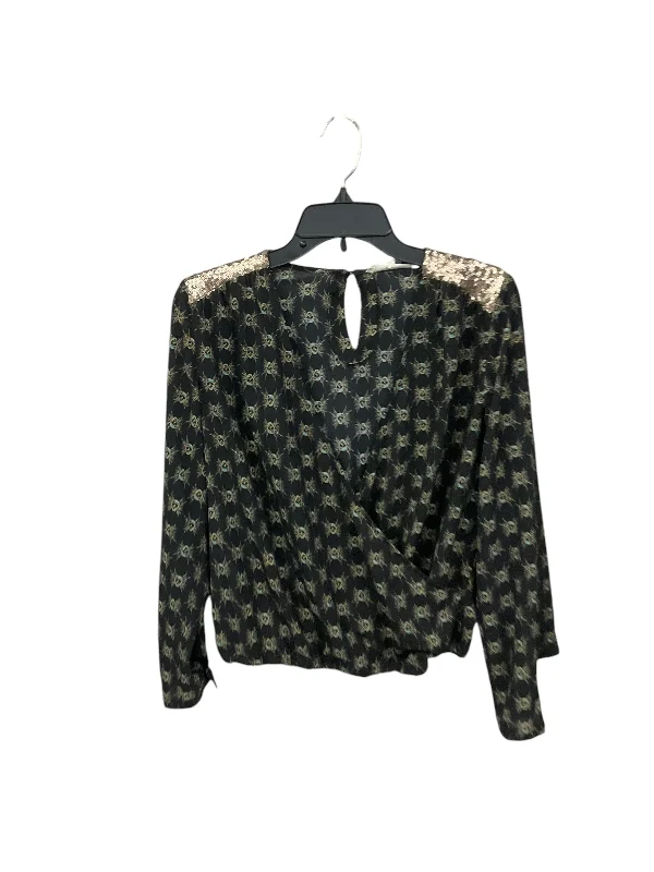 Now or Never Blouse Long Sleeve By House Of Harlow In Black & Gold, Size: S