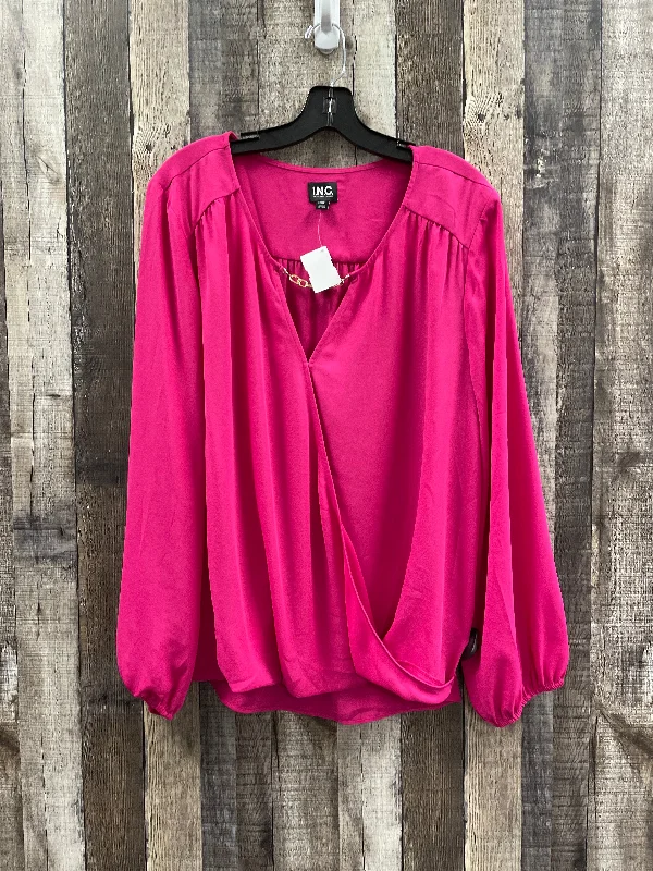 Quick Sale Blouse Long Sleeve By International Concepts In Pink, Size: 2x
