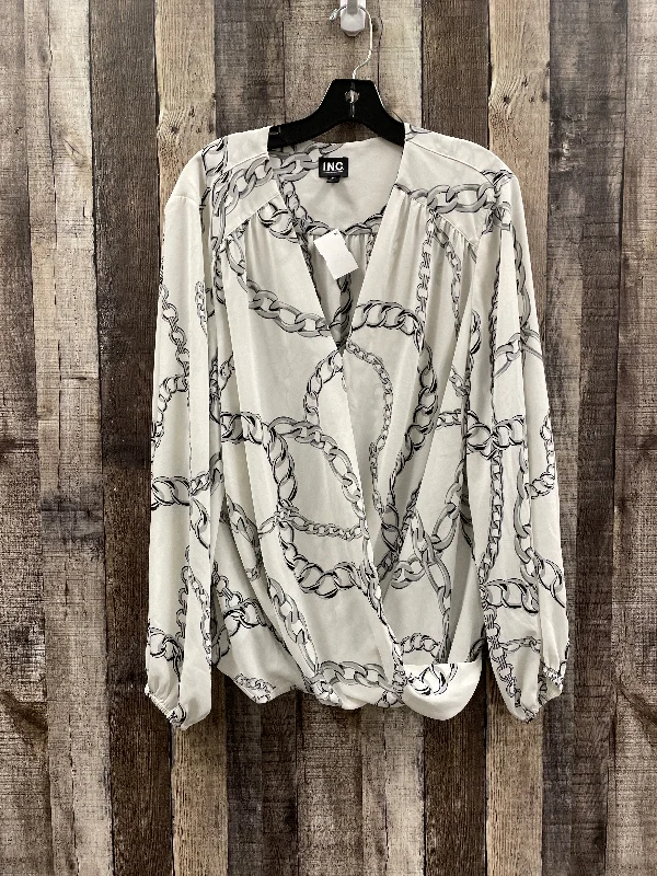 Steals and Deals Blouse Long Sleeve By International Concepts In White, Size: 2x