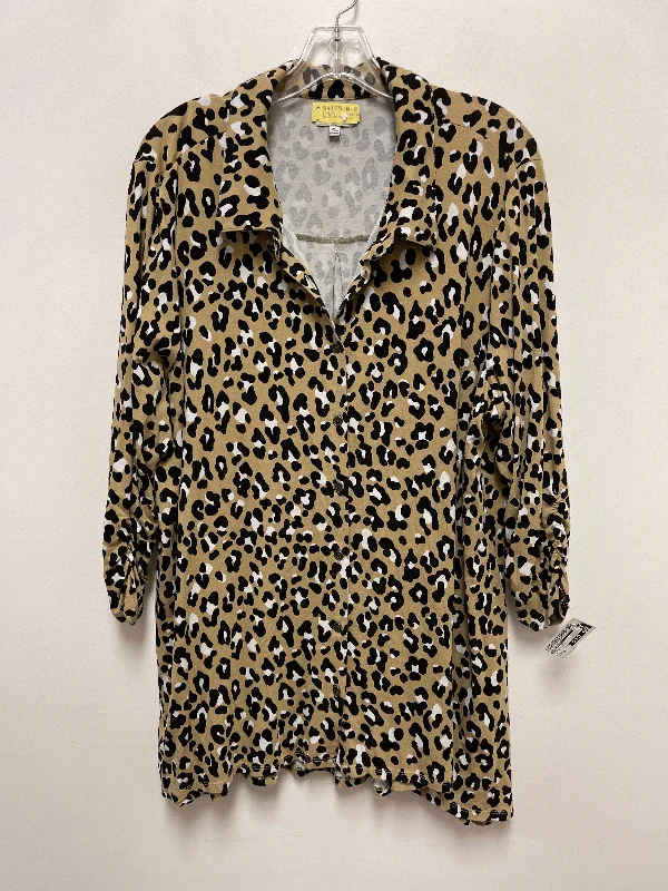 Best Bargains Blouse Long Sleeve By Kim Rogers In Animal Print, Size: 2x