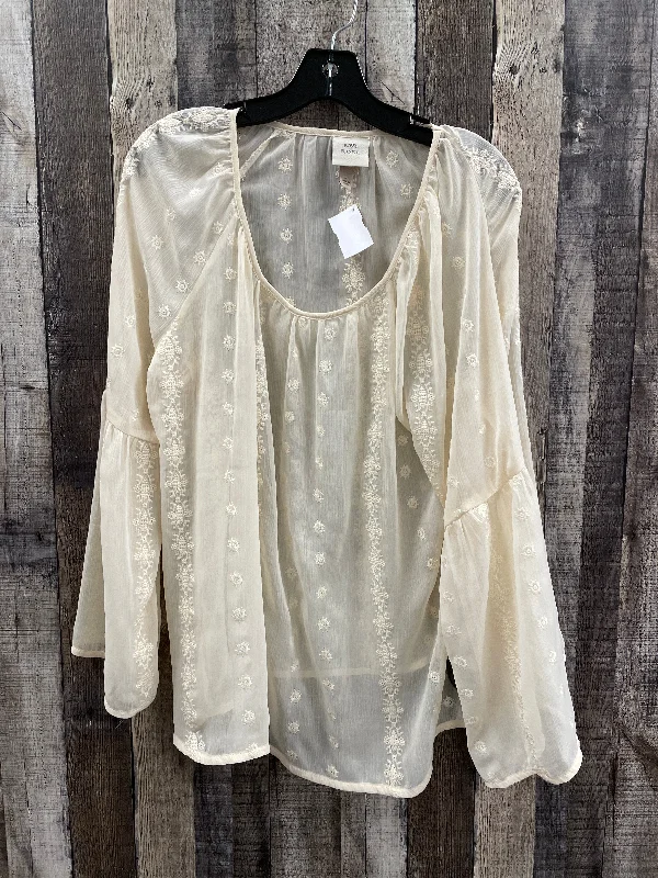Mega Deal Blouse Long Sleeve By Knox Rose In Beige, Size: L