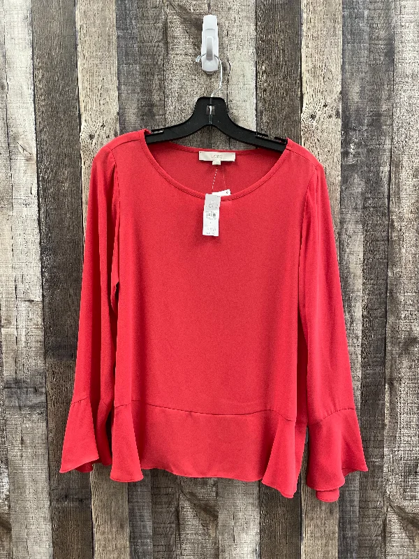 Early Access Blouse Long Sleeve By Loft In Coral, Size: S