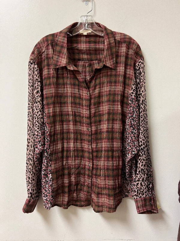 Lowest Price Blouse Long Sleeve By Oddi In Multi-colored, Size: M
