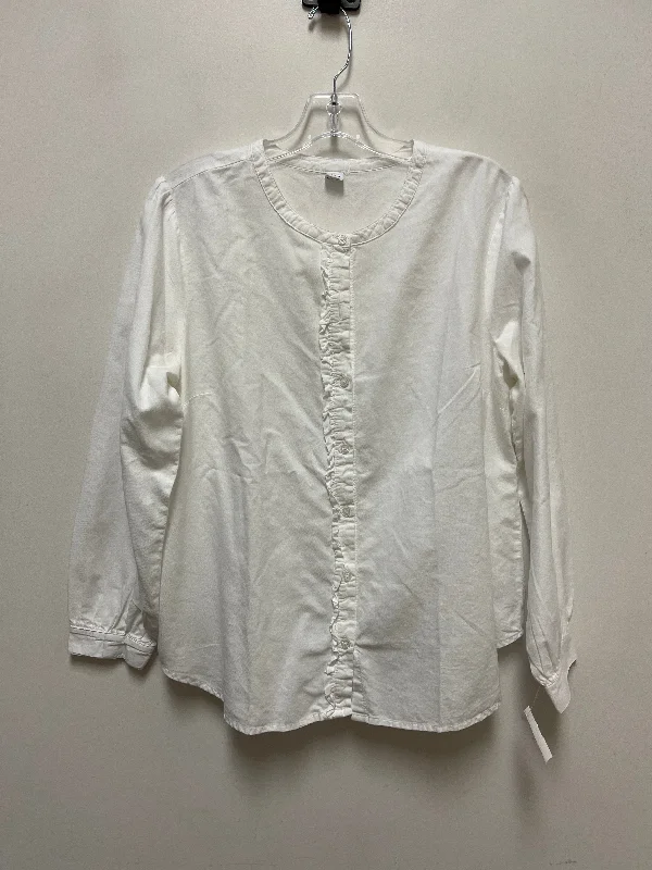 Fantastic Offers Blouse Long Sleeve By Old Navy In White, Size: L