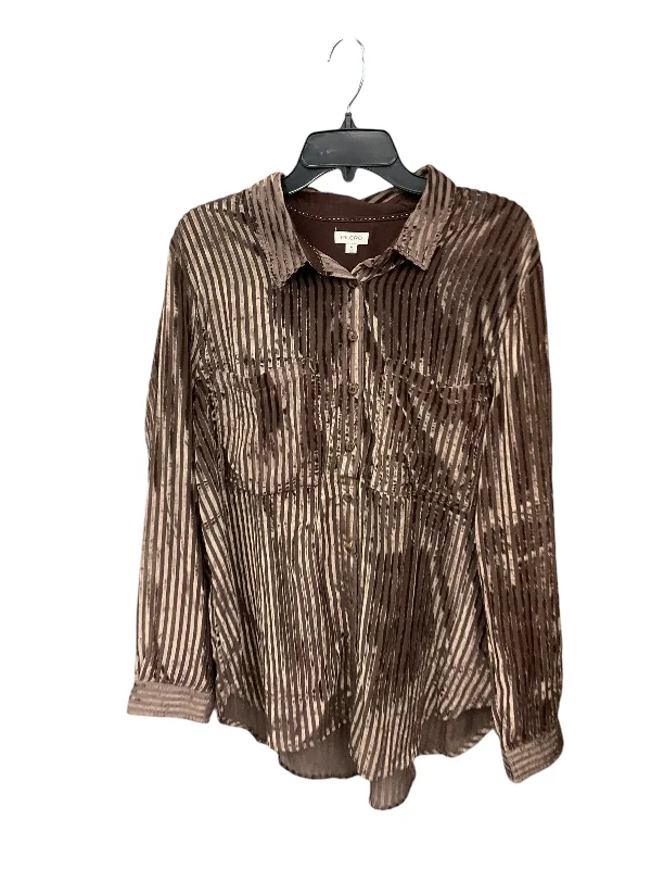 Final Markdown Blouse Long Sleeve By Pilcro In Brown, Size: Xl