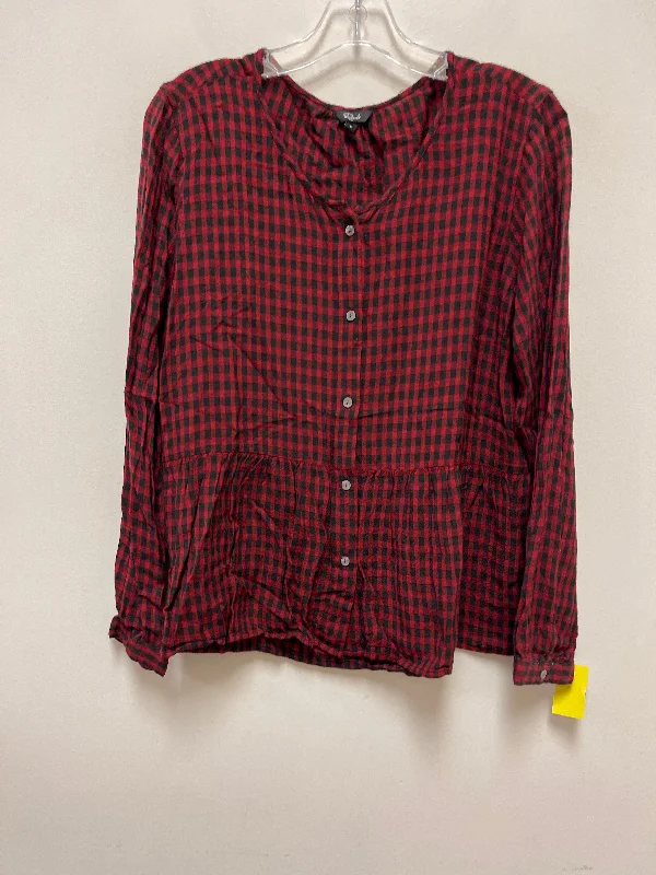 Price Reduction Blouse Long Sleeve By Rails In Black & Red, Size: L