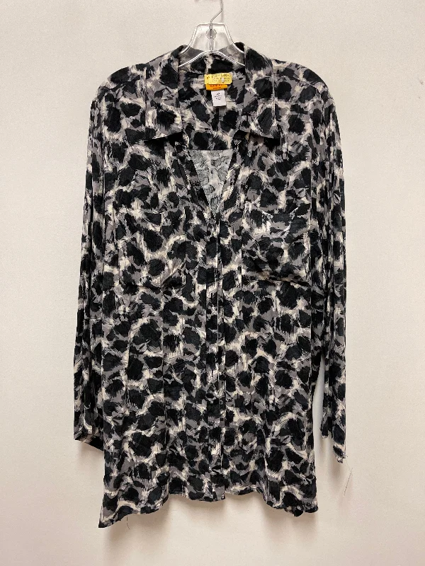 Bonus Savings Blouse Long Sleeve By Ruby Rd In Black & Grey, Size: 2x