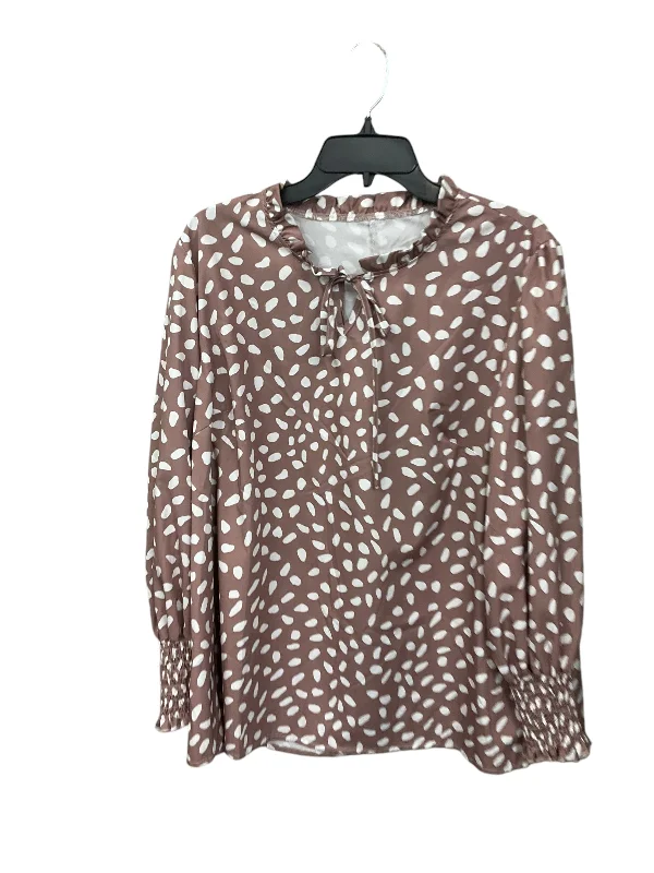 Today's Special Blouse Long Sleeve By Shein In Brown & White, Size: 1x