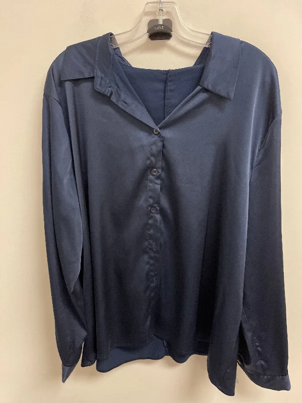 Discount Extravaganza Blouse Long Sleeve By Shein In Navy, Size: 3x
