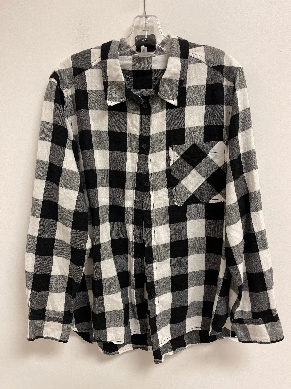 Crazy Deals Blouse Long Sleeve By Time And Tru In Black & White, Size: 2x