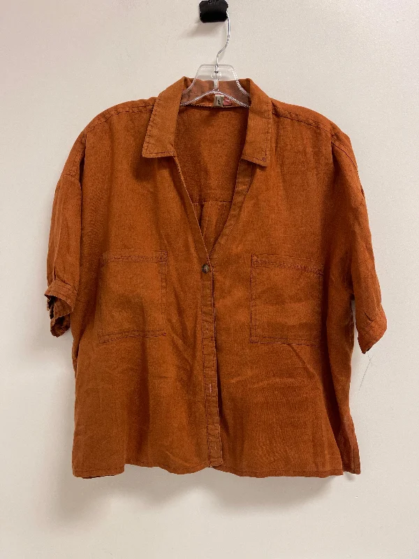 Super Bargain Blouse Short Sleeve By Pilcro In Orange, Size: L