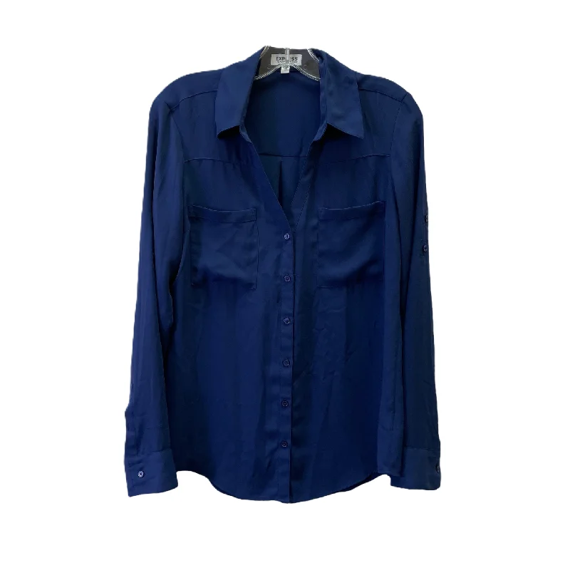 Don't Wait Blue Blouse Long Sleeve By Express, Size: M