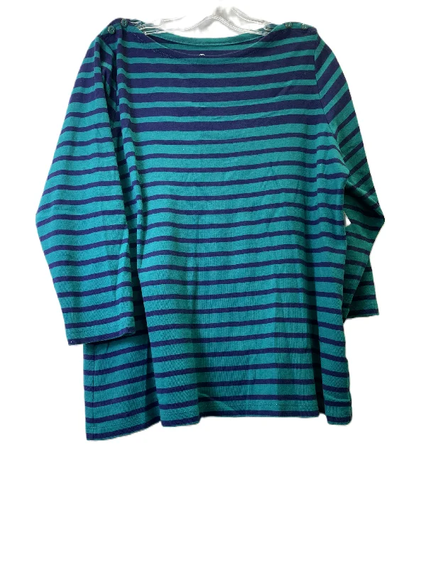 Take Advantage Blue & Green Top Long Sleeve By Lands End, Size: 1x