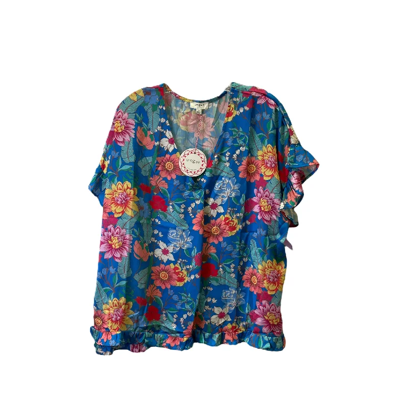 Loyalty Reward Blue & Red Top Short Sleeve By Umgee, Size: M