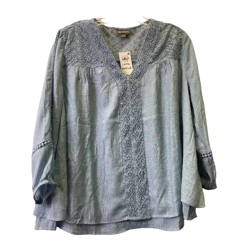 Price Blitz Blue Top Long Sleeve By Style And Company, Size: L
