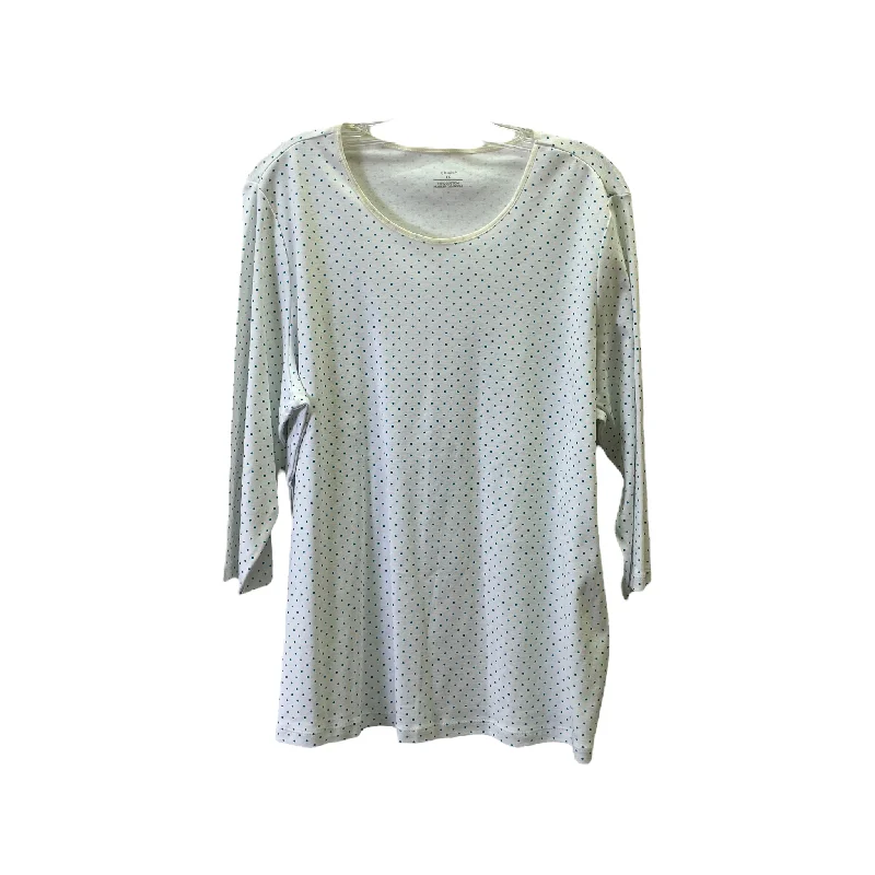 Weekend Flash Sale Blue & White Top Long Sleeve Basic By Cj Banks, Size: 1x