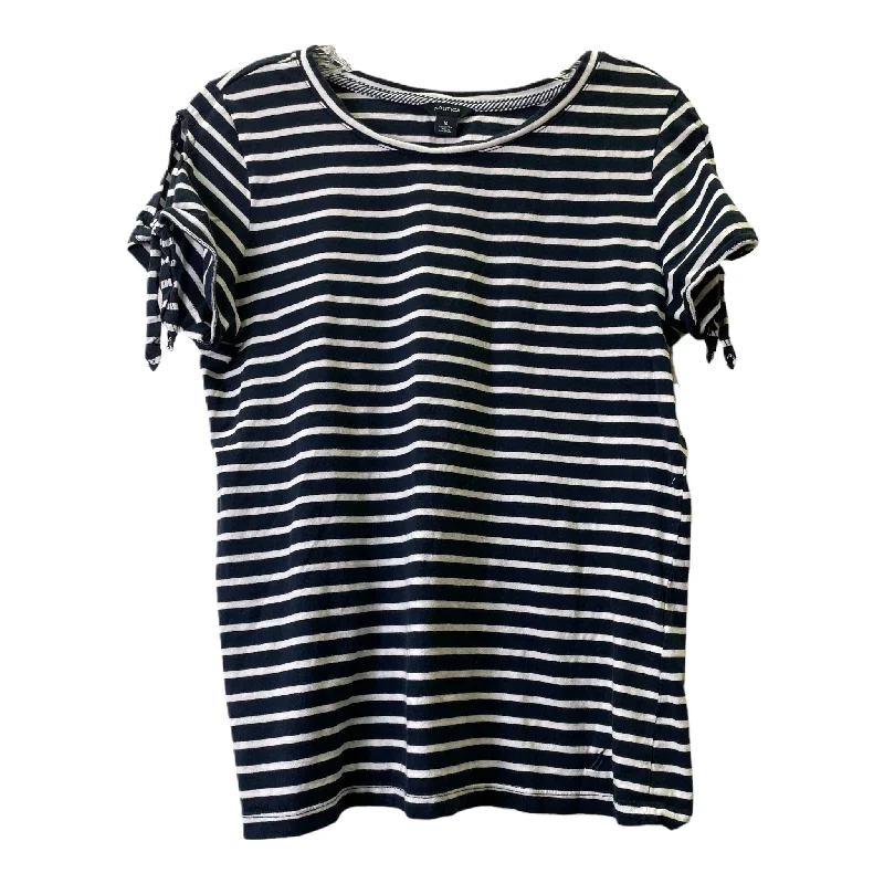 Flash Sale Blue & White Top Short Sleeve By Nautica, Size: M