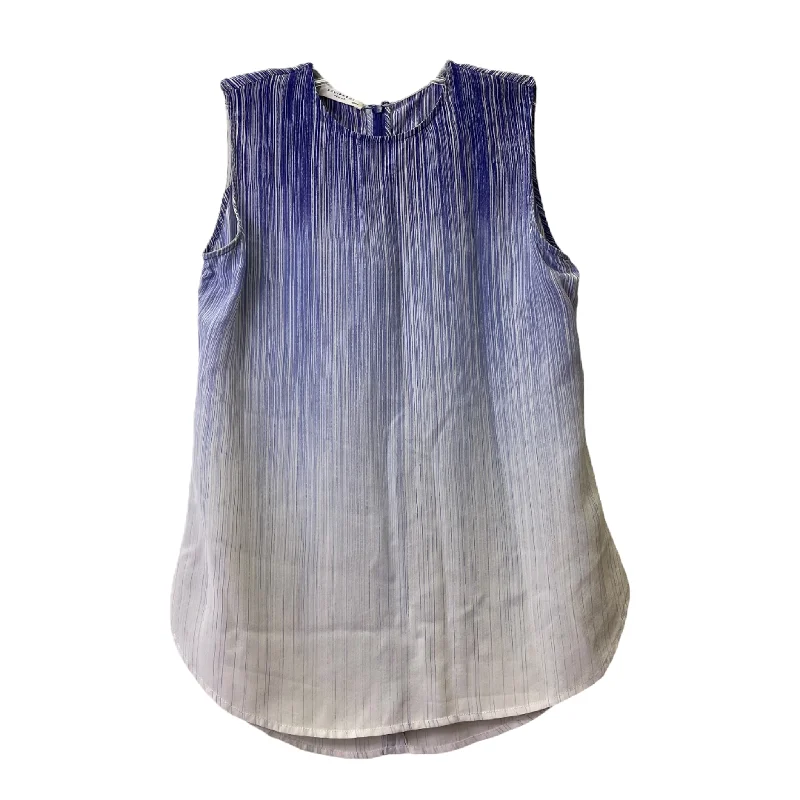 Price Blitz Blue & White Top Sleeveless By Equipment, Size: Xs