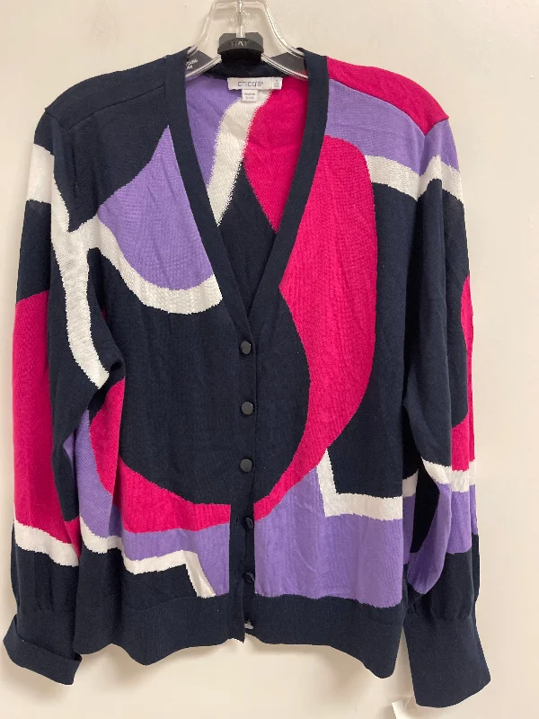 Super Bargain Cardigan By Chicos In Blue & Pink, Size: 2x