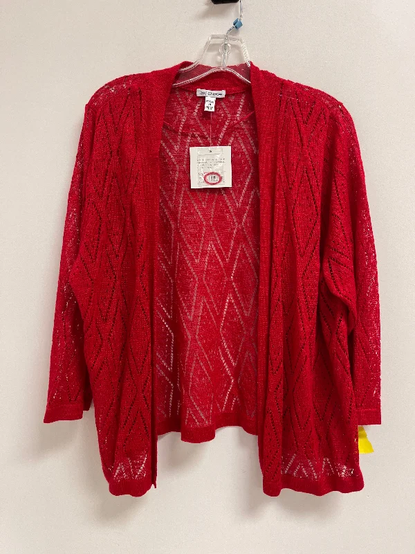 Discount Deals Cardigan By Croft And Barrow In Red, Size: 1x