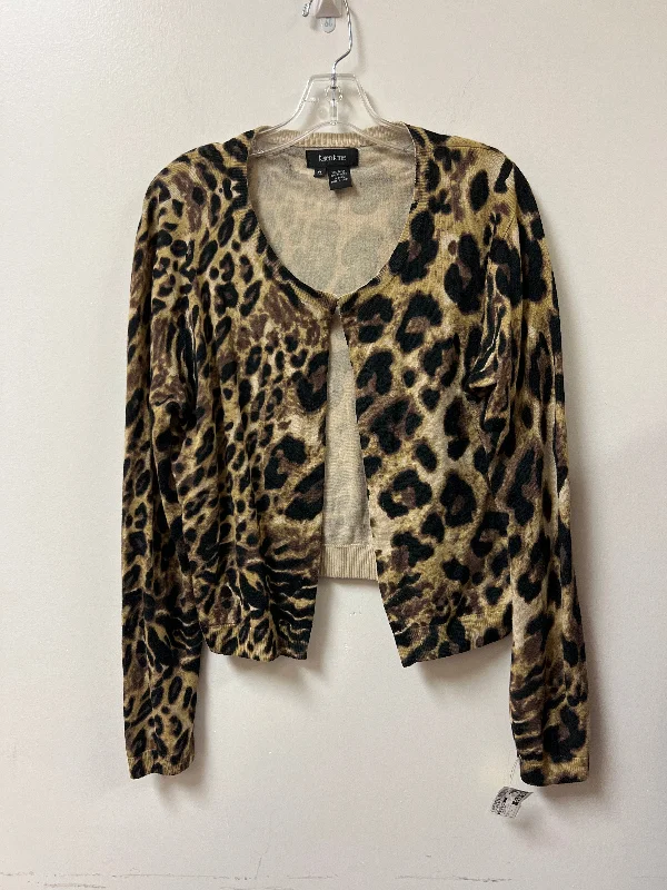 Super Bargain Cardigan By Karen Kane In Animal Print, Size: Xl