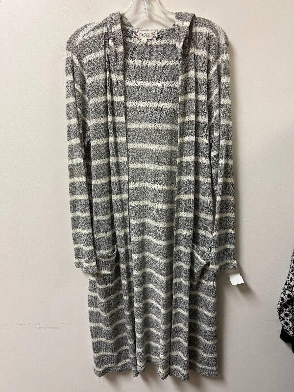 Inventory Reduction Cardigan By Pink Rose In Grey & White, Size: Xl