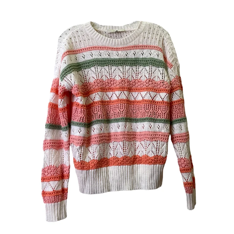 Limited Stock Cream & Orange Sweater By Loft, Size: M