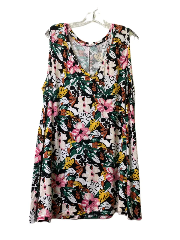 Super Sale Floral Print Top Sleeveless By Lane Bryant, Size: 3x