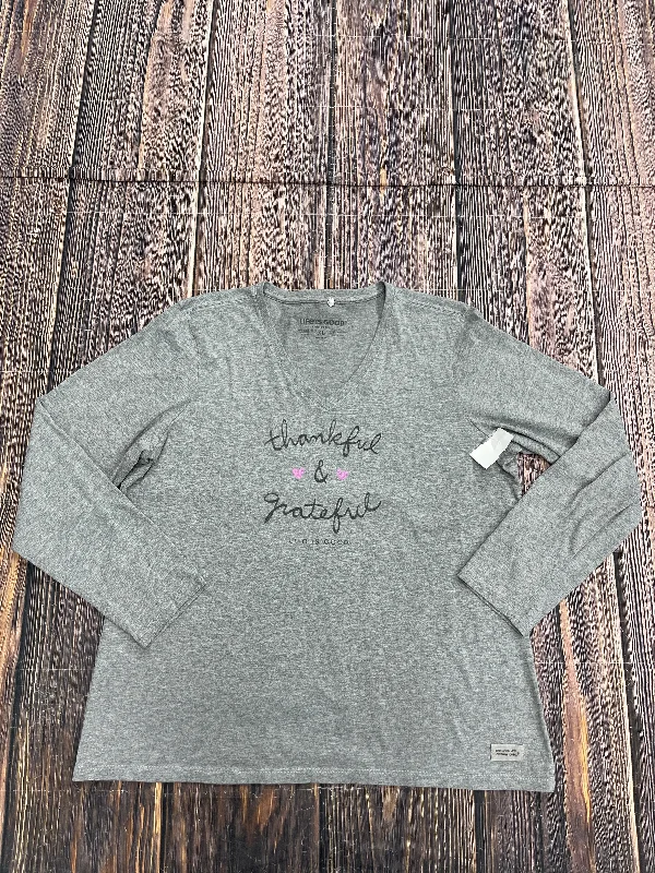 Super Sale Grey Top Long Sleeve Life Is Good, Size Xl