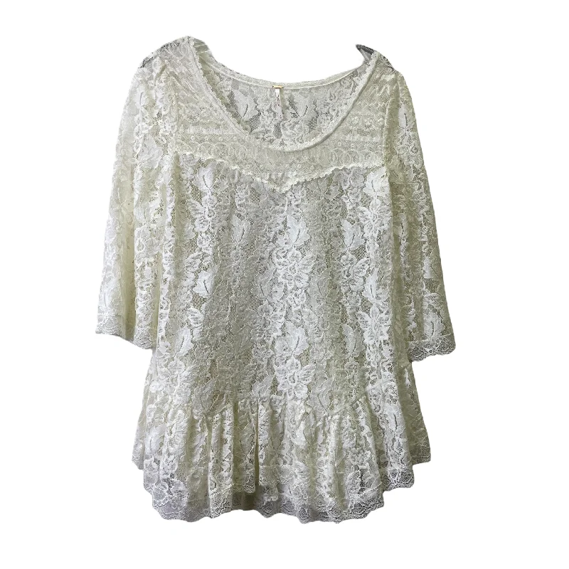 Stock Up and Save Ivory Top 3/4 Sleeve By Free People, Size: S