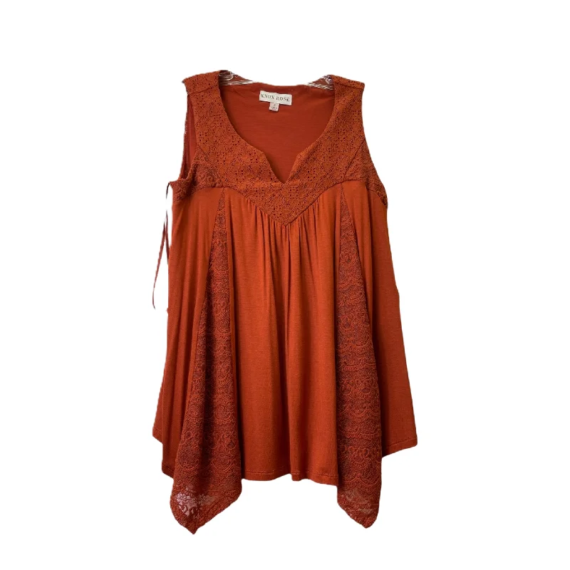 Special Price Orange Top Sleeveless By Knox Rose, Size: S