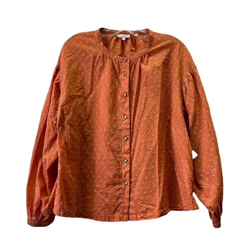 Year-End Sale Orange & White Top Long Sleeve By Fatface, Size: M
