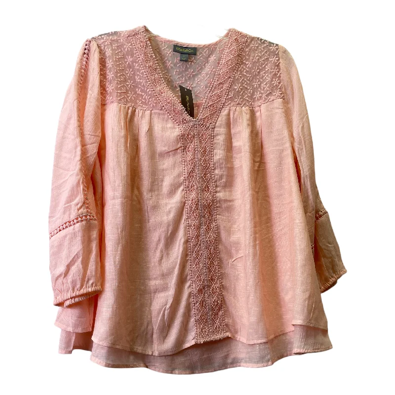 Deal Zone Peach Top Long Sleeve By Style And Company, Size: L