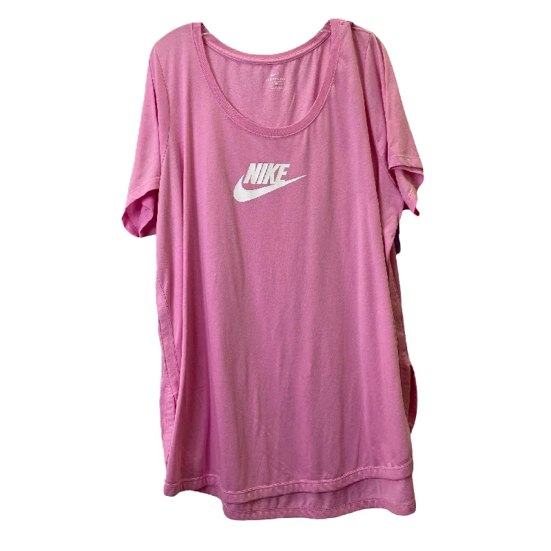 Quick Sale Pink Athletic Top Short Sleeve By Nike Apparel, Size: 2x