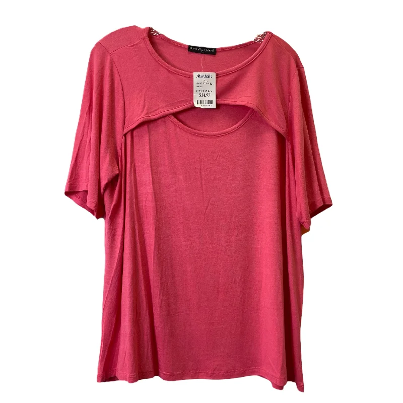 Closeout Pink Top Short Sleeve By Kim & Cami, Size: 1x