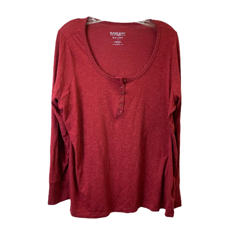 Bonus Savings Red Top Long Sleeve By Torrid, Size: 1x