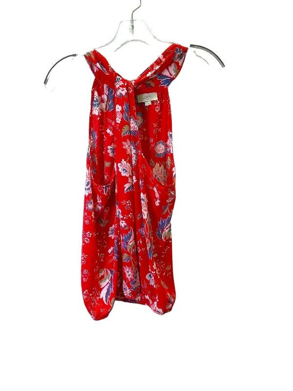 Online Only Red Top Short Sleeve By Loft, Size: L