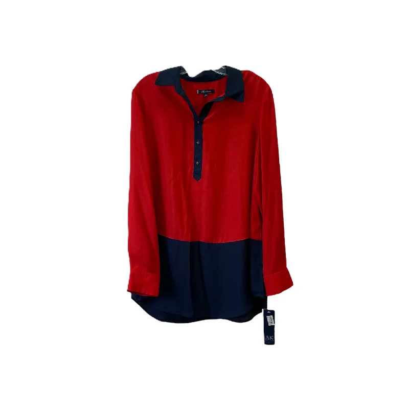 Shop and Save Red Tunic Long Sleeve By Anne Klein, Size: Xl